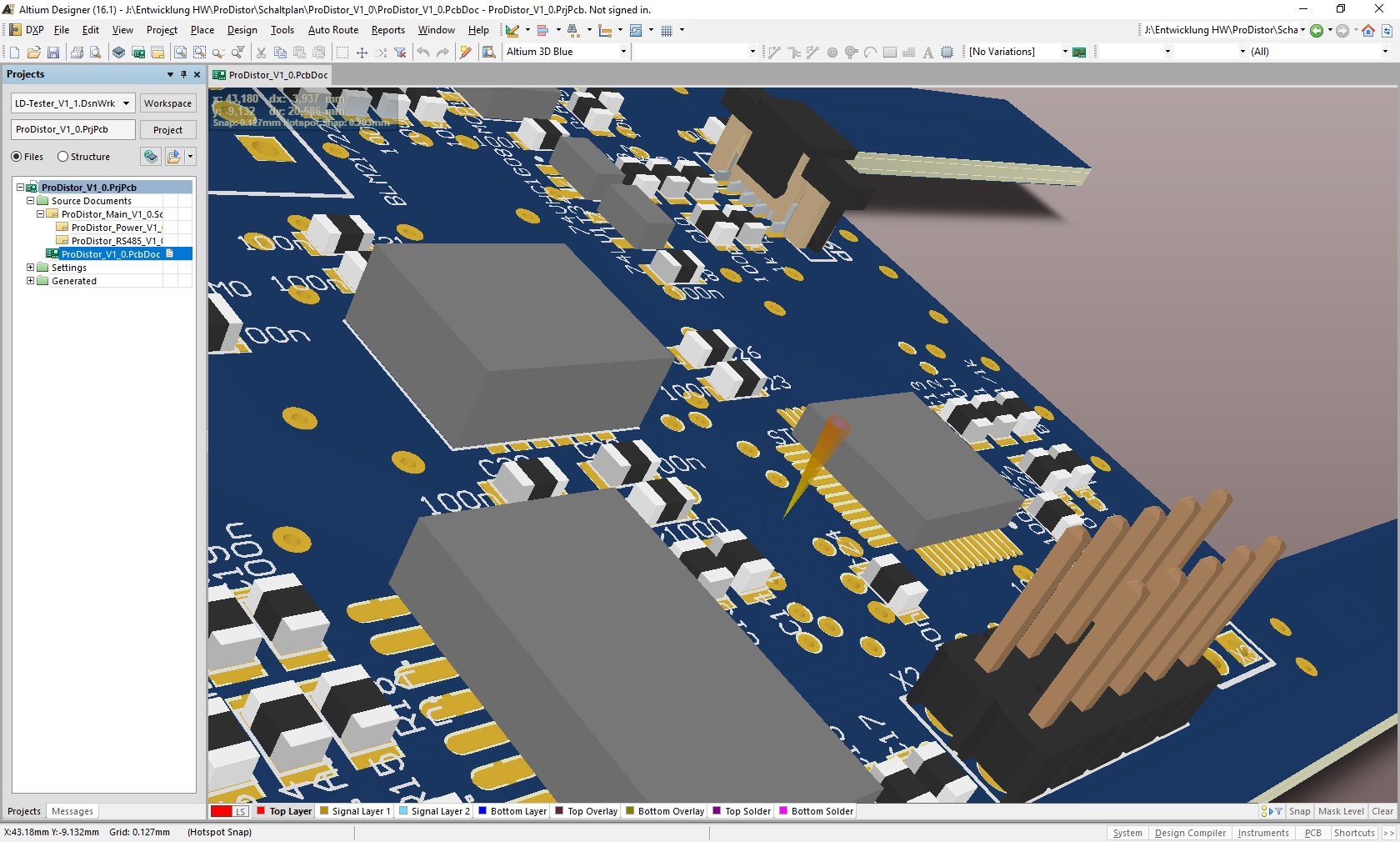 Maicon Elektronik Entwicklung - 3D Vorschau einer Leiterplatten Entwicklung