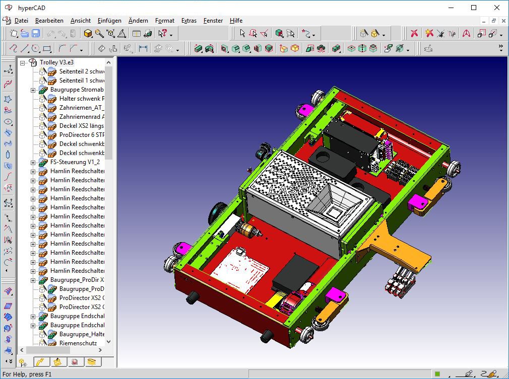 Technische Zeichnung eines Trolleys - MAICON Dienstleister für CAD Konstruktion